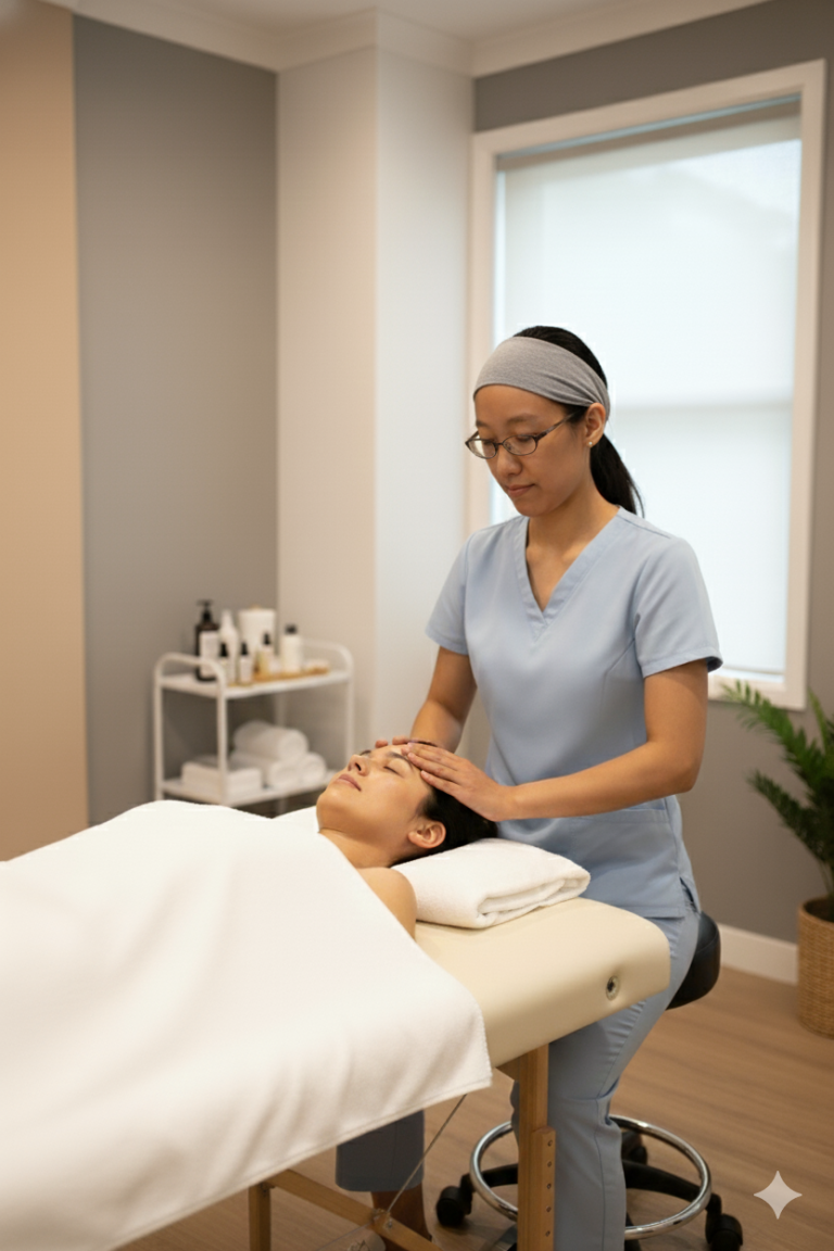 Cheryl Holding Points on Head