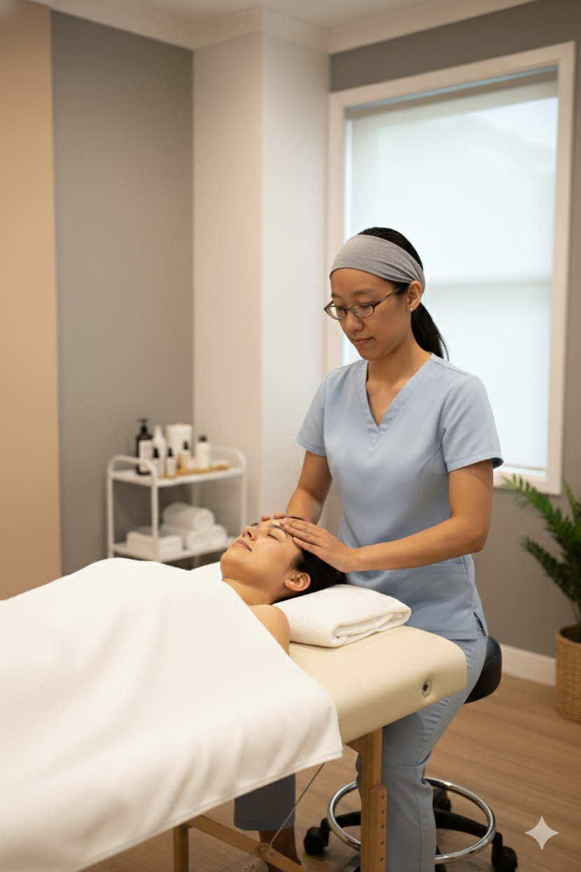 Cheryl Holding Points on Head